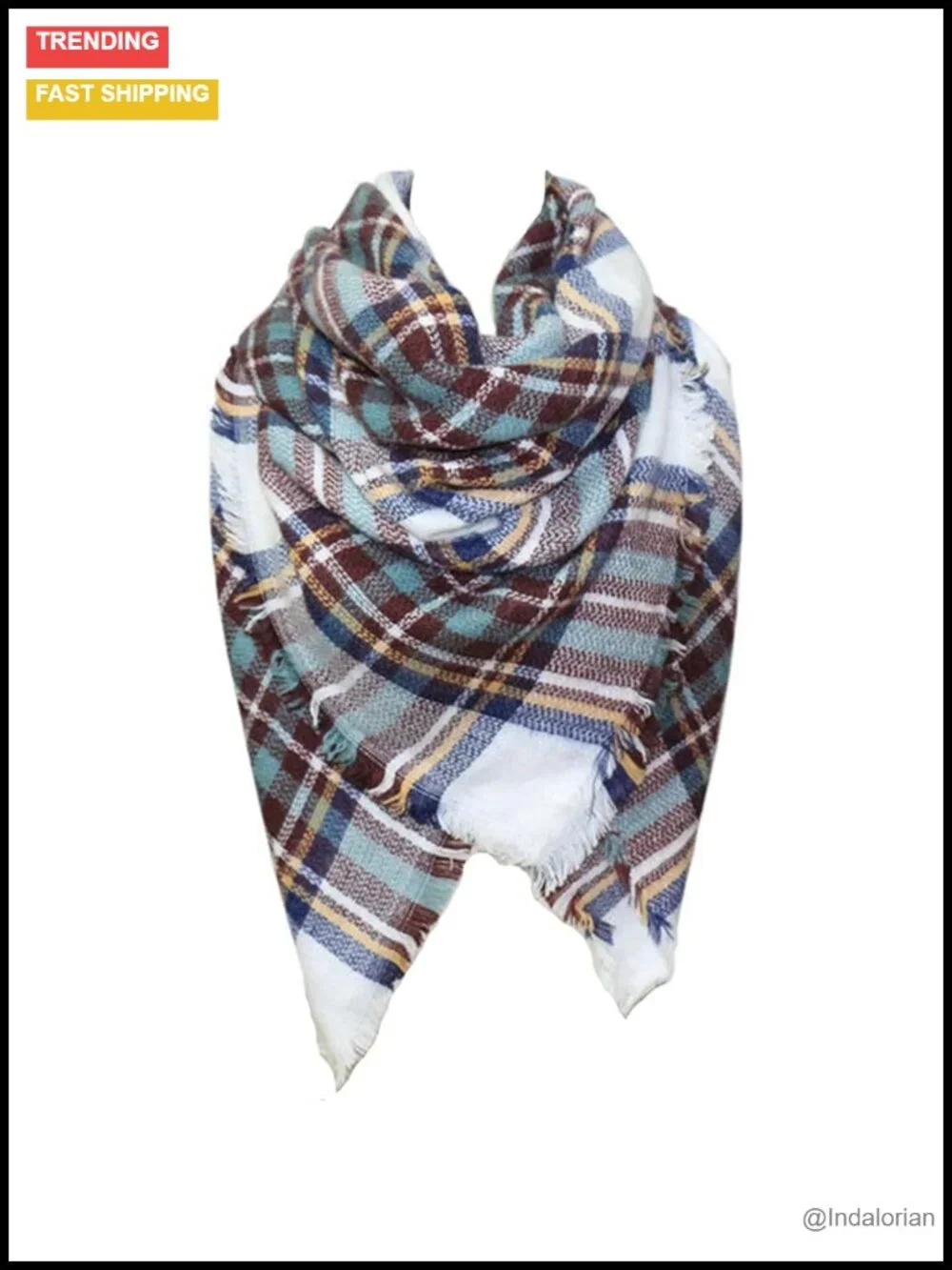 Oversized Plaid Blanket Scarf Shawl Wrap Winter Warm Acrylic